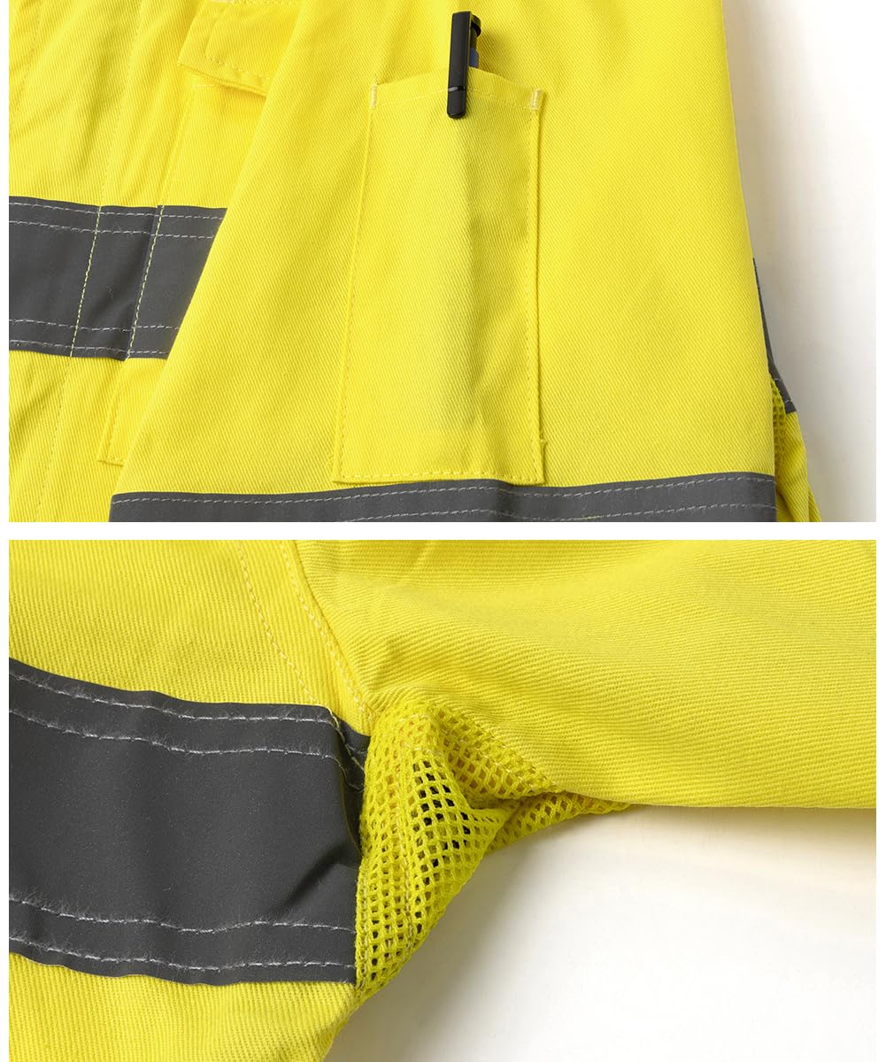 Reflektierender Herren-Overall, atmungsaktiv, Mechaniker-Jumpsuits, langärmelig, Arbeitsanzug, hohe Sichtbarkeit