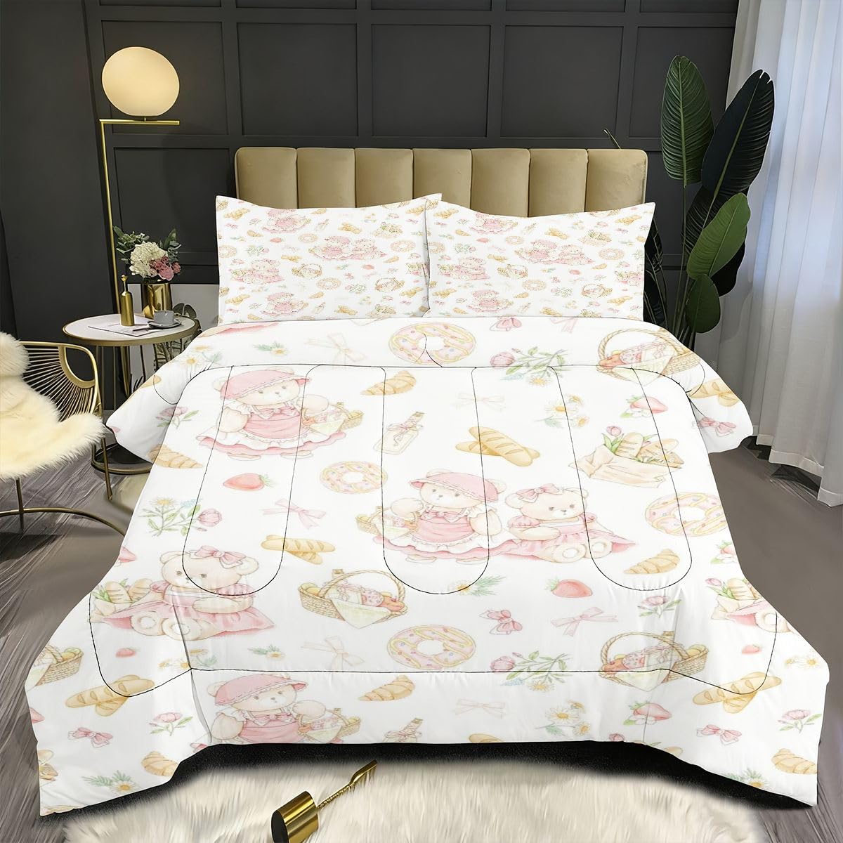Edredón 200x200 cm | Patrón Dibujos Animados, Tejido de Microfibra con Relleno de Algodón 200 gsm, Incluye 2 Fundas de Almohada 50x75 cm, Estampado 3D para el Dormitorio Principal D100