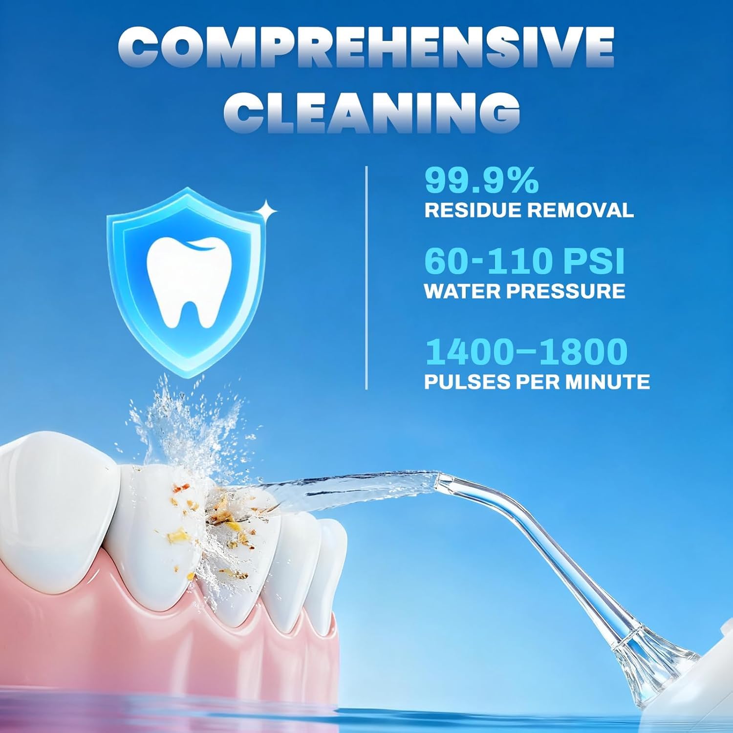 Hydropulseur dentaire : irrigateur buccal portable, 3 modes, hydropulseur sans fil, fonctionne avec piles, machine à fil dentaire étanche IPX5 pour le nettoyage des dents pour voyage à la maison