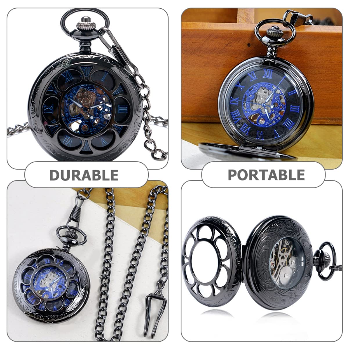 minkissy Orologio da Taschino Meccanico Uomo con Numeri Classici, Quadrante, Struttura Robusta e Leggera in Lega, Design Retrò Raffinato per Utilizzo Quotidiano