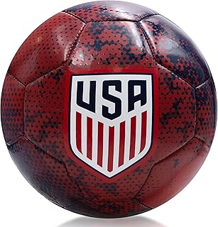 Icon Sports Officially Licensed U.S. Soccer, Size 5 Regulation Soccer Ball, Non-Toxic Patterned PVC, Solar Flare Red for Adults & Kids - Buy now