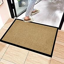 B&B Plain Twist Rubber Door Mat Outdoor and Indoor Use - Heavy Duty Waterproof PVC Non Slip Backing Dirt Trapper Kitchen Floor Mat Pets and Dog Muddy Paws Entrance Mat (60 x 90 cm, Beige)