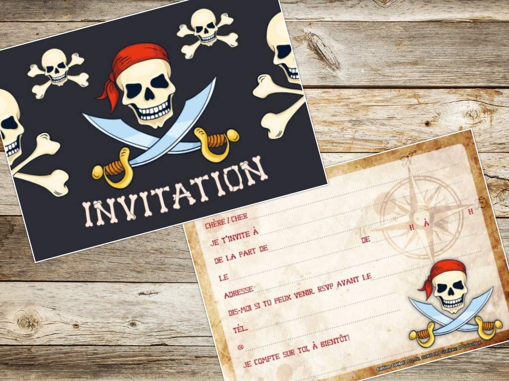 EDITION COLIBRI Piraten-Einladungskarten (10 Stück) – Französische Kindergeburtstagseinladungen Für Schatzsuche & Piratenparty
