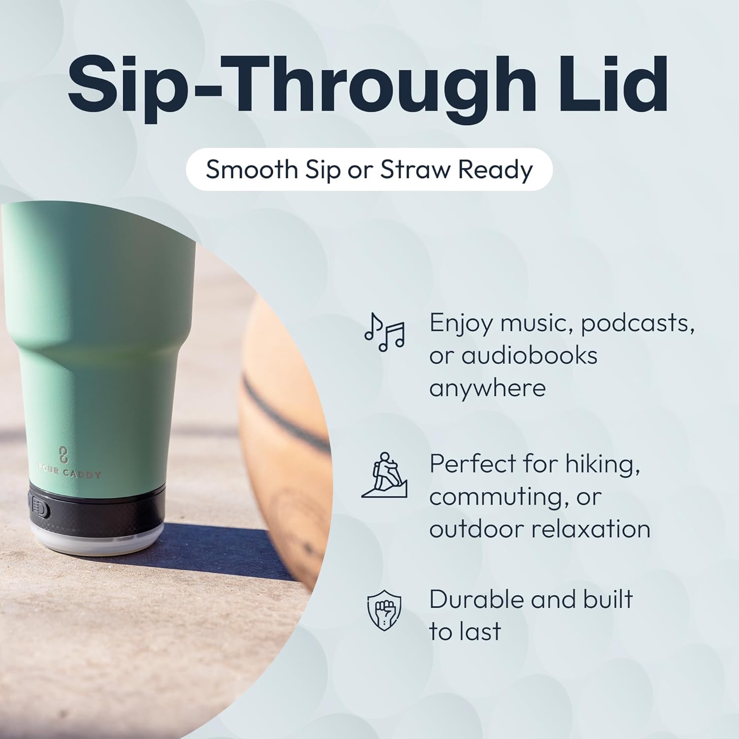 Go Caddy 28 oz Tumbler with Bluetooth Speaker, Insulated Stainless Steel Travel Cup with Lid, Hot & Cold Drink Beverage Container, Removable Speaker with Microphone, Rubber Base, Pink - Image 5