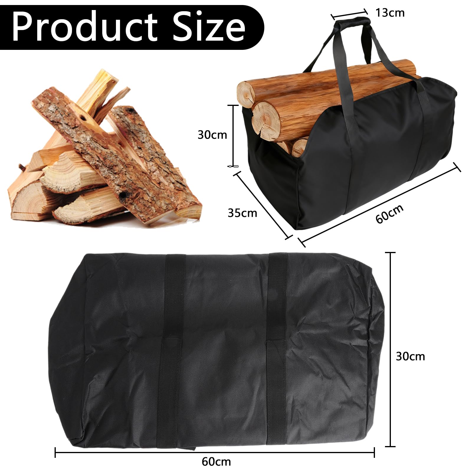 Borsa per Legna da Ardere Grande Impermeabile, Cestino Portatile per legna da ardere, Borsa per Legna da Ardere di Alta Qualità, borsa Pieghevole per Camino per Camini e Esterni