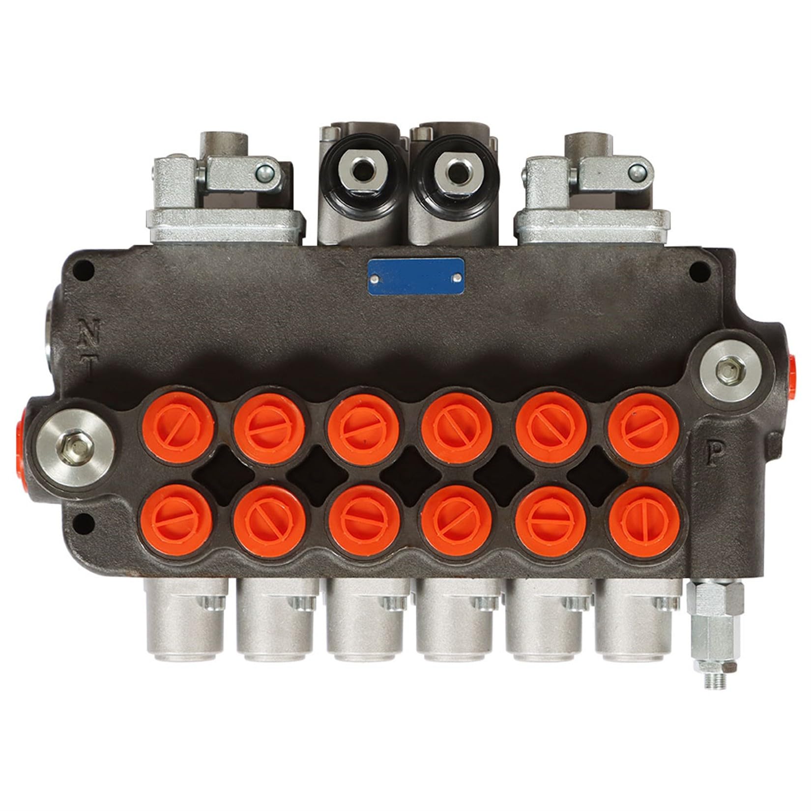 Distributeur hydraulique à Double Effet, 6 tiroirs, 21 GPM, 3625 PSI, Ports SAE, pour Petits tracteurs, tracteurs, chargeuses et fendeuses de bûches.
