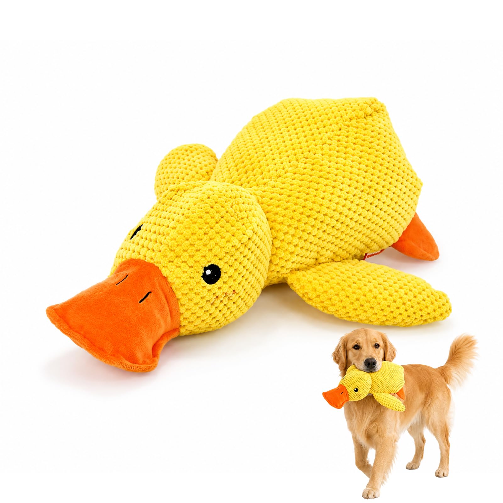 EujRcf Cute Plush Duck Toy, Duck Dog Toy Plush Squeaky Dog Toys, Yellow Duck Dog Toy, Dog Duck Toy, for Interactive Play and Comfort for Anxious or Bored Dogs, Puppies Senior (M)