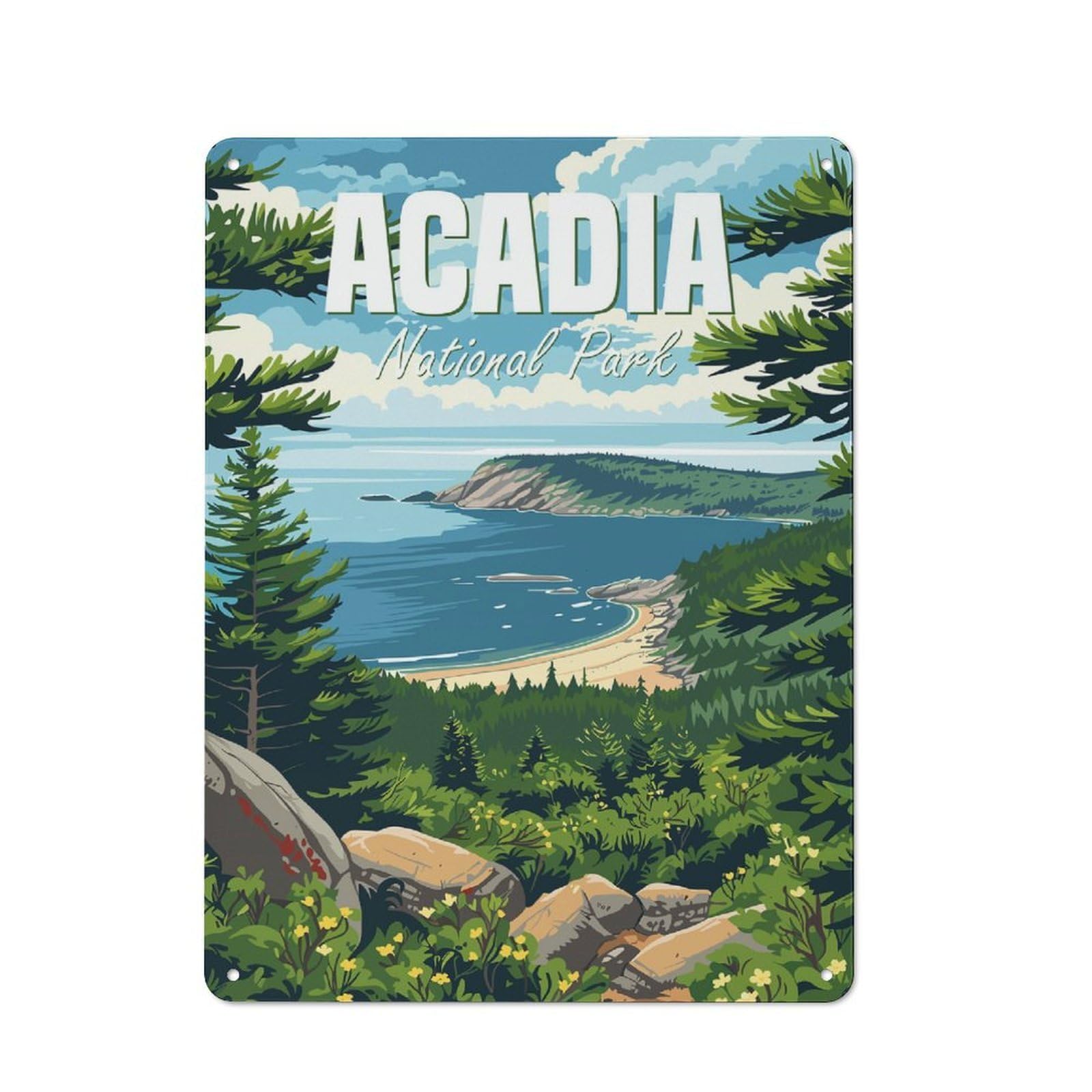 Junmoney Acadia National Park Vintage Metal Plaque 40X30cm For Guest Room Or Hallway, A Decorative Christmas Gift For Guest Room Decorators