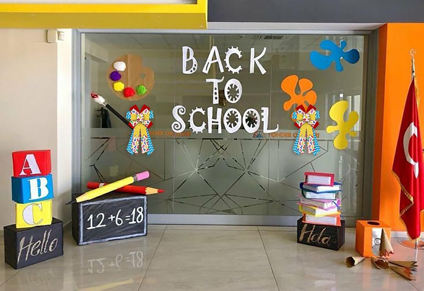 Hying Large Back to School Bows for Wreath, First Day of School Wreath Bow for Front Door, School Day Wreath Bows for Back to School Party Decor Indoor Wall Kindergarten Decoration Supplies Ornament - Image 5