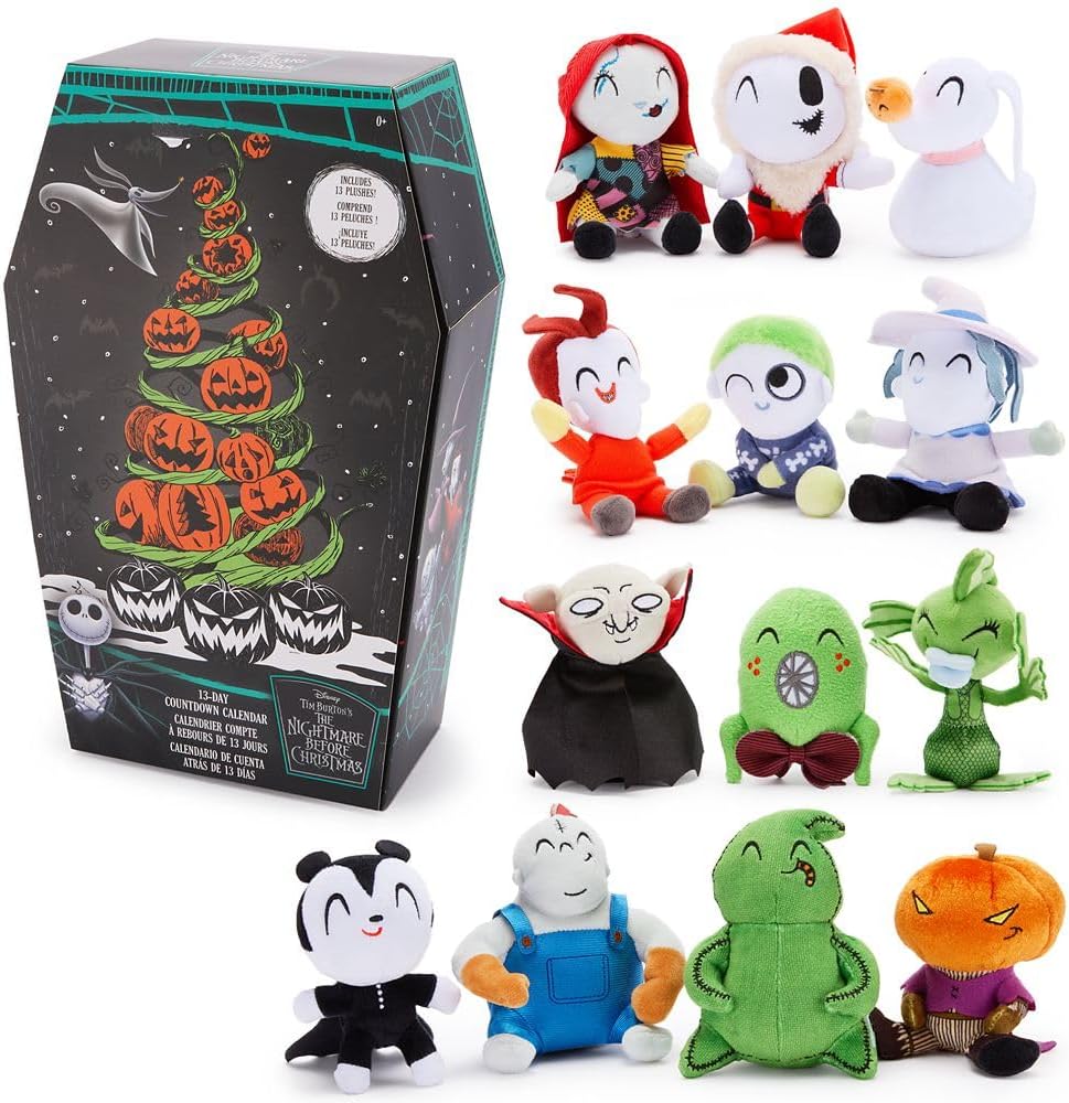 Disney Store Official The Nightmare Before Christmas 13-Day Halloween Countdown Calendar - Includes 13 Mini Disney Plush Toys Featuring Santa Jack Skellington, Sally, Zero, Oogie Boogie, and More