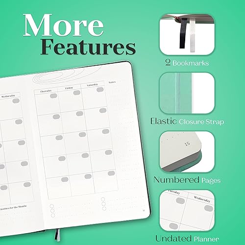 Miniatura 7 de One Day - Agenda de ejecución diaria - Paquete de 4 - Diario de gratitud diario sin fecha con citas positivas - Cuadernos diarios de gestión de