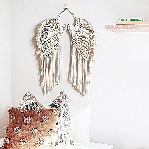 Miniatura 3 de WAQIA HOME Tapiz de macramé para colgar en la pared, macramé tejido bohemio con borlas largas, algodón bohemio hecho a mano, decoración del hogar