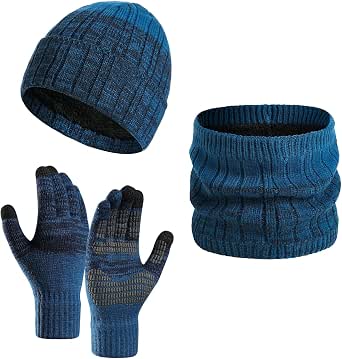 9-Piece Winter Set: Knit Beanie, Neck Warmer, Touchscreen Gloves (3 Sets) - Fleece Lined For Men & Women - View #2