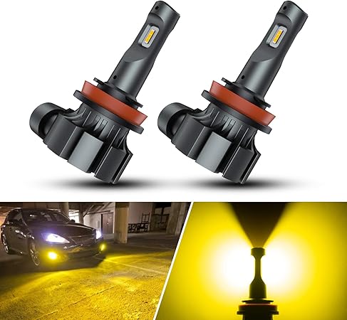 Amazon Sealight フォグランプ Led H8 H11 H16 バルブ イエローフォグバルブ黄色 車検対応 高輝度 12v キャンセラー内蔵 Csp6連チップ搭載 3000k 時間以上寿命 2個入り フォグランプ 車 バイク