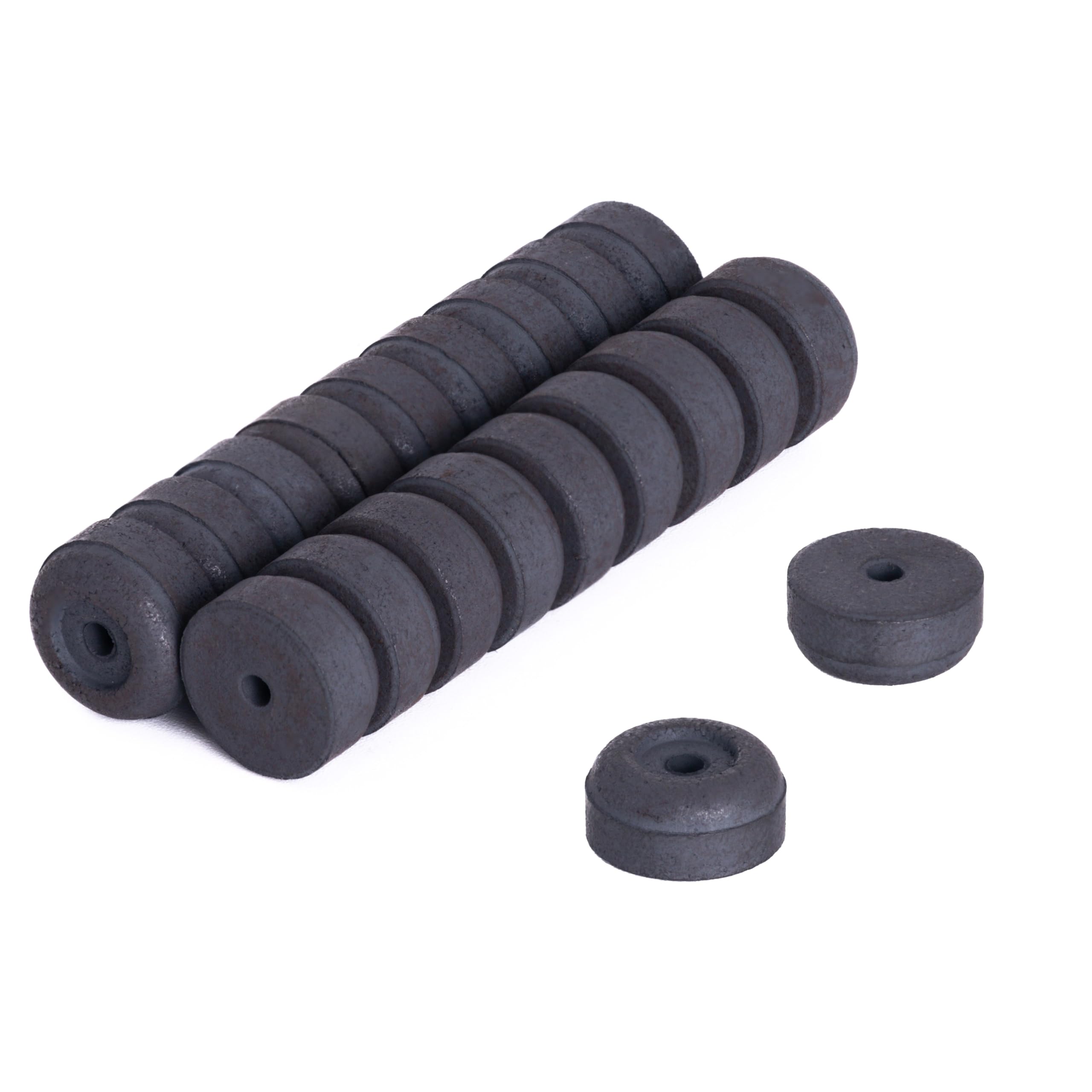 Y10 Ferrite Magnets for Arts, Crafts, Model Making, DIY and Hobbies - 12mm O.D. x 2mm I.D. x 6mm thick - 0.137kg Pull - Pack of 20