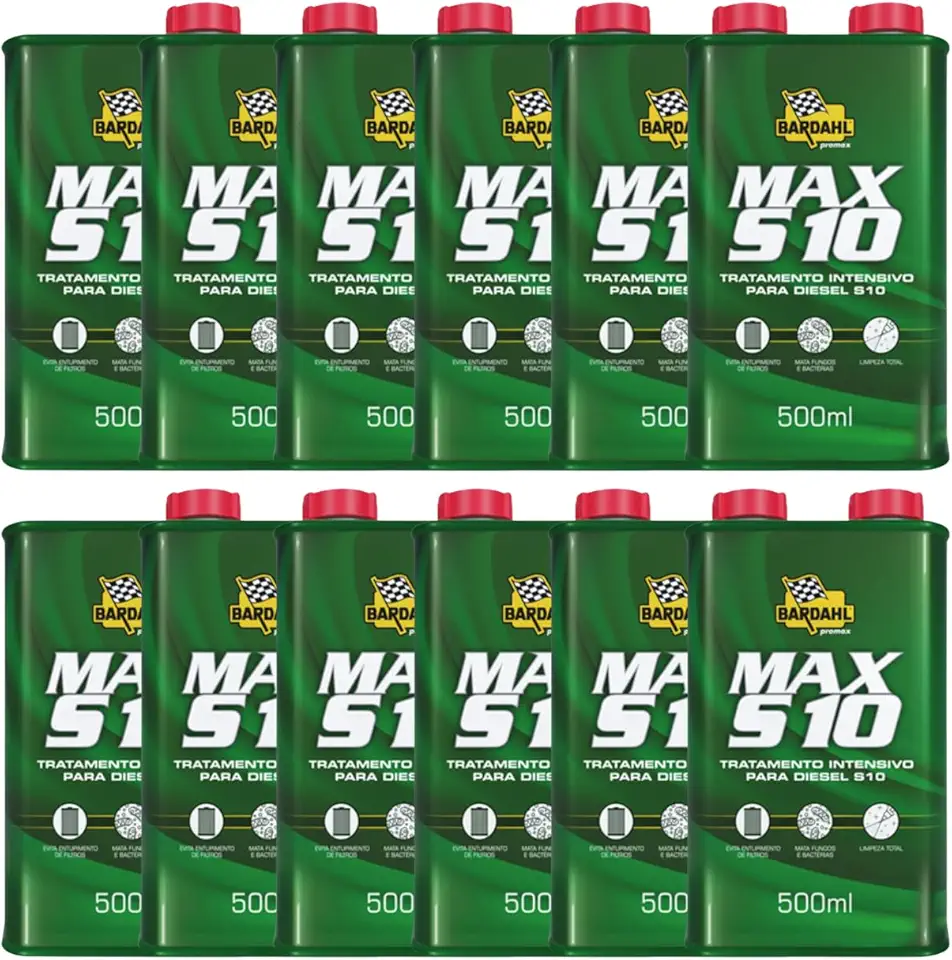 Kit 12 Aditivos Bardahl P/Combustível Max S10 Diesel 500ml