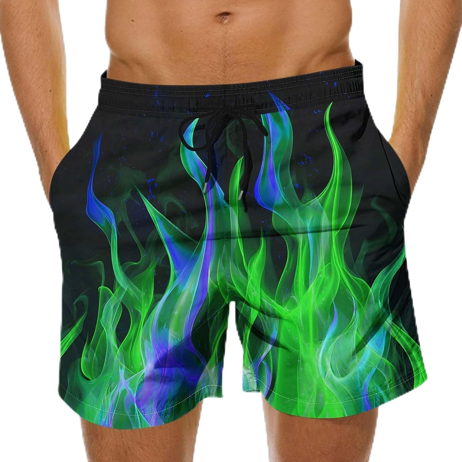 Men's Swim Trunks Printed Hawaiian Bathing Suit Summer Quick Dry Comfy Swimsuits Beach Shorts with Pockets