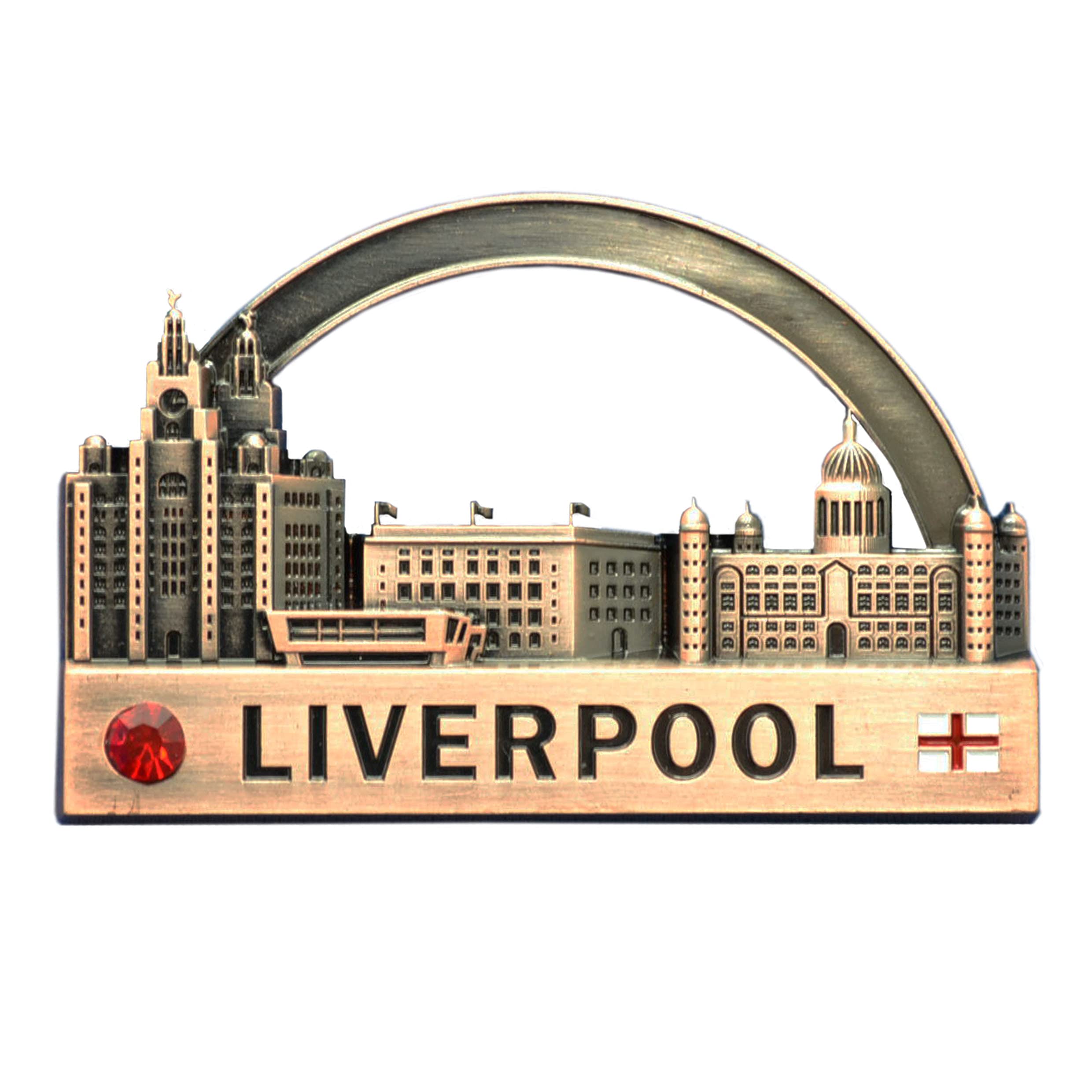 Partisan Multicolor Liverpool Water Front Bronze Fridge Magnet