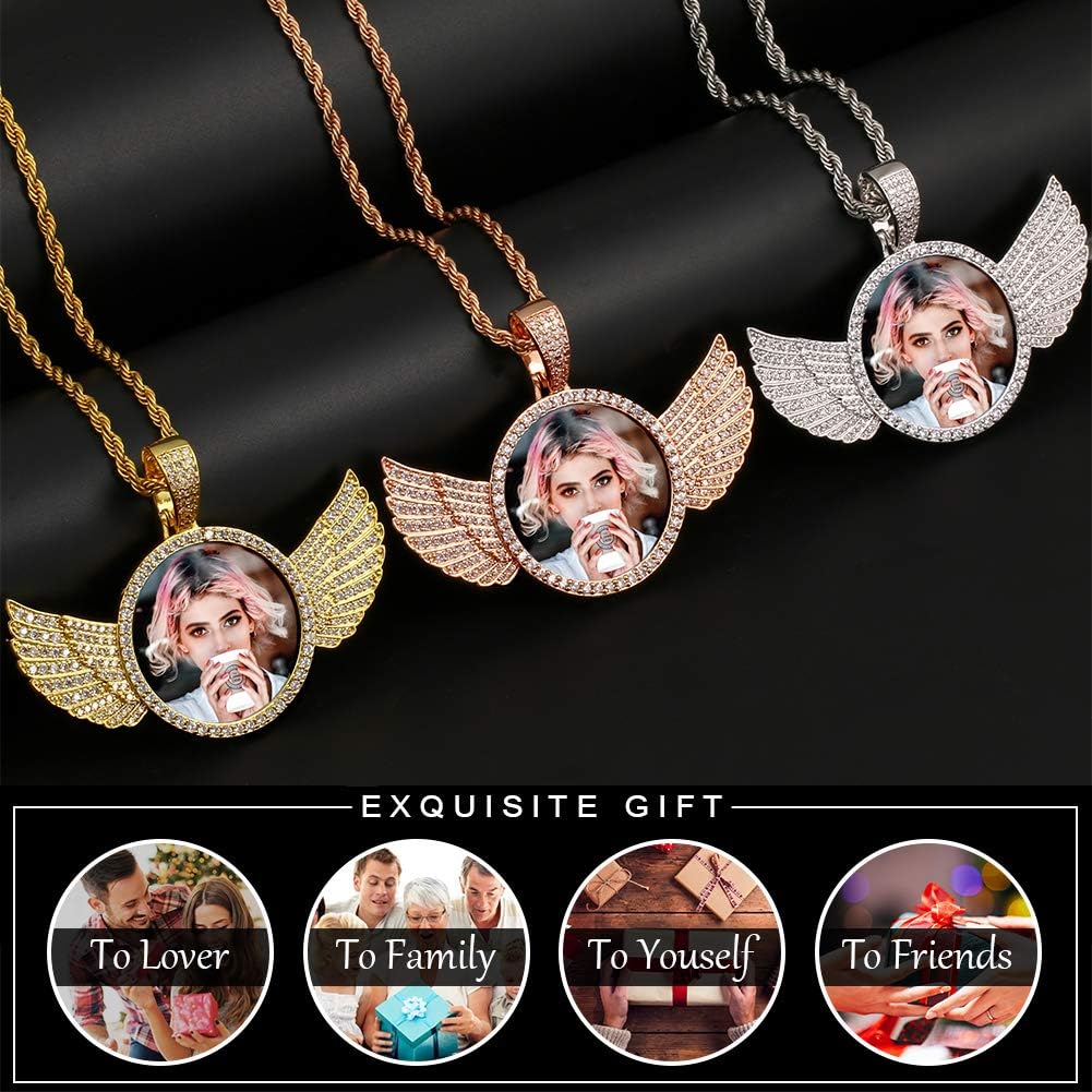 TUHE Custom Picture Necklace Personalized Photo Pendant For Men Women Iced Out Customized Photo Necklace Hip Hop Memory Pictures Chains Customized Jewelry With Photo
