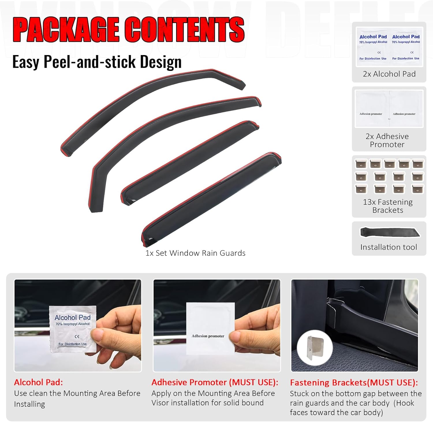 IKON MOTORSPORTS in Channel Window Visors Compatible with 2005-2015 Toyota Tacoma Double Cab, Slim Style Acrylic Smoke Rain Guards, Side Window Wind Deflectors 4PCS