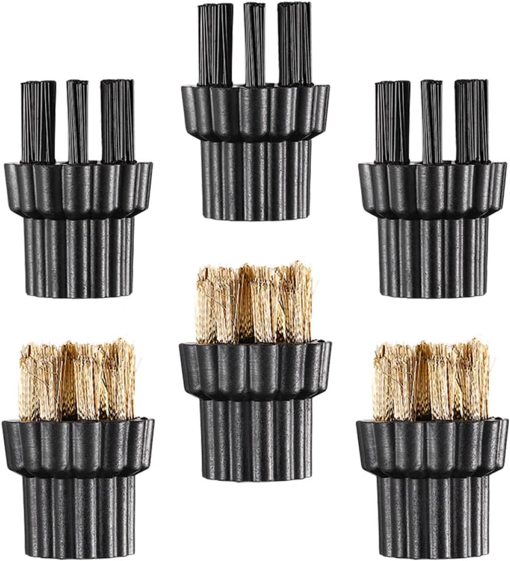SUPVOX 6pcs Multi-Purpose Steam Cleaner Brush Heads Set with Nylon and Copper Brushes, Small Rotary Wash Mop Parts for Household Steam Cleaning Machine Accessories