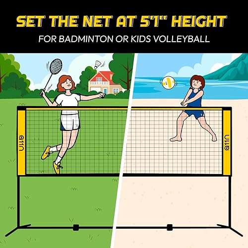 Miniatura 9 de A11N - Red de pickleball portátil para entrada, tamaño de media cancha, red de 11 pies para pickleball, tenis para niños, tenis de fútbol