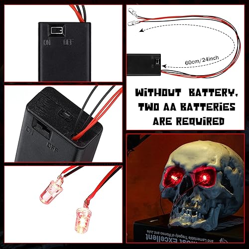 Miniatura 3 de 12 piezas de ojos LED de Halloween para máscara de ojos brillantes luces LED ojos con caja de batería, batería no incluida