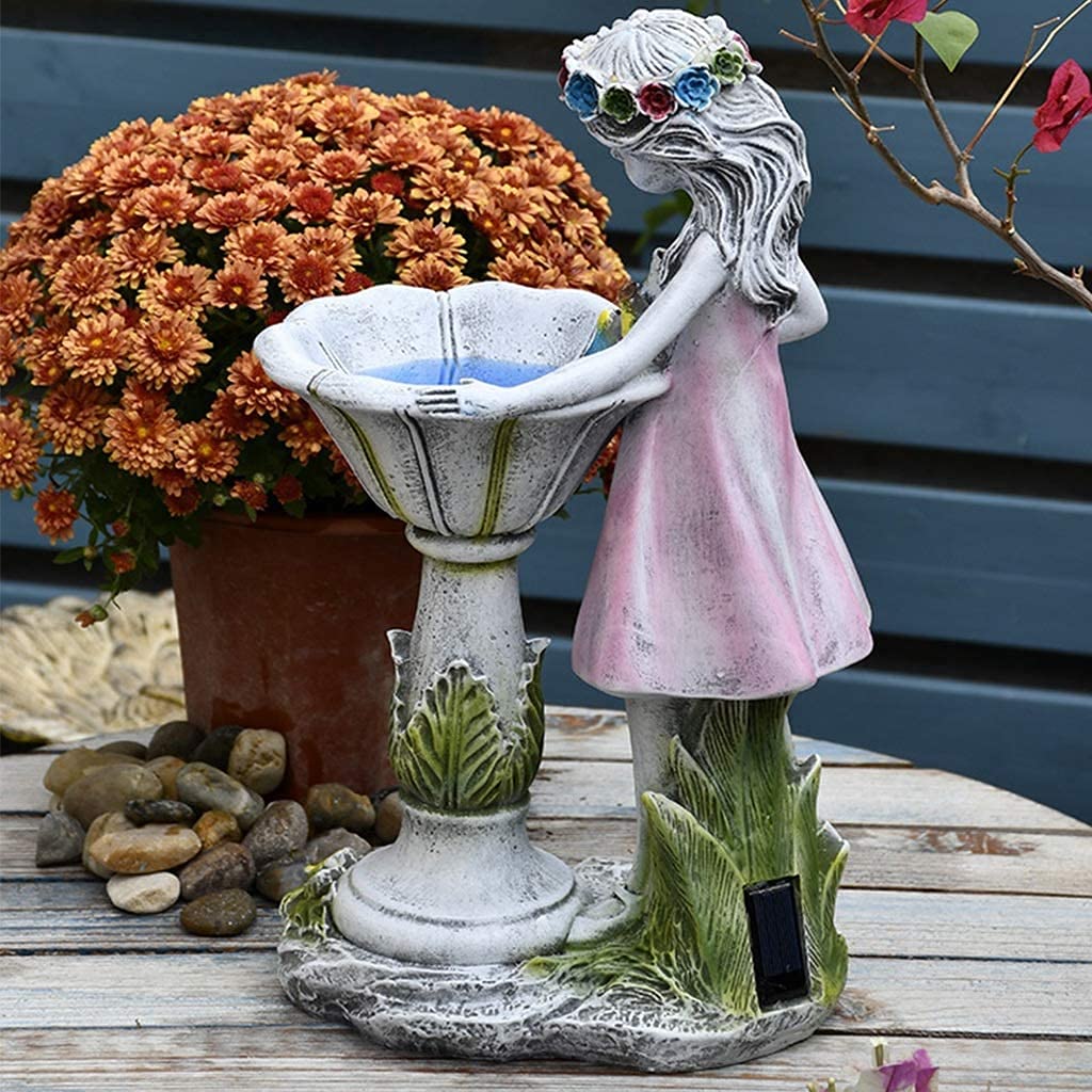 figurki ogrodowe z żywicy, figurki ogrodowe, dekoracja solarna, ogrodowa dziewczyna wróżka, ogrodowa figurka, ozdoba ogrodowa do patio, trawnik, podwórko (rozmiar mały)