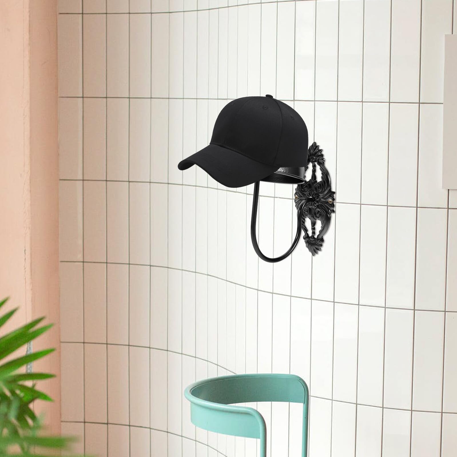 STOBAZA Organizador de Gorras de Béisbol de Metal Negro para Pared, Soporte Fuerte de Almacenamiento y Exhibición Adecuado para Tiendas y Supermercados