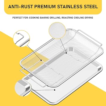 Air Fry Basket and Tray Set Compatible with Samsung Air Frying Oven, 20.4 x 13.4 IN Bacon Cooker Broiler Pan for 30 Oven, Stainless Steel Air Fry Crisper Basket and Rack, Part# NX-AA5000RS, 1 Set
