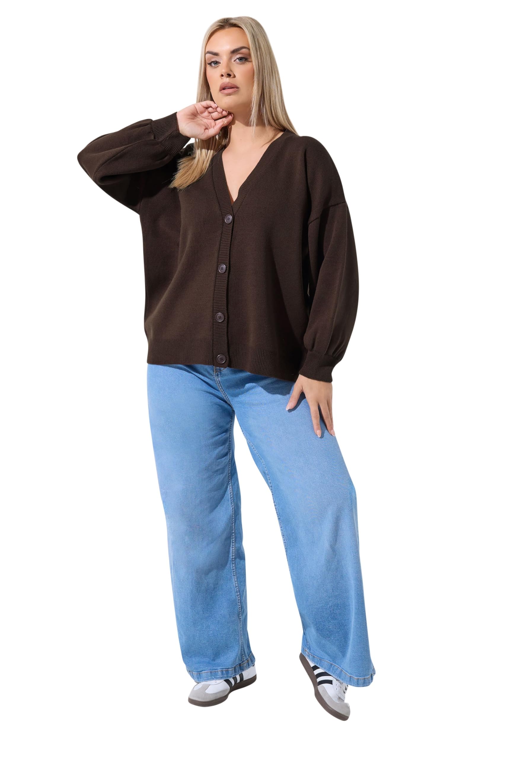 Yours Limited Collection Curve Brown Balloon Sleeve Cardigan - Women's - Plus Size Curve