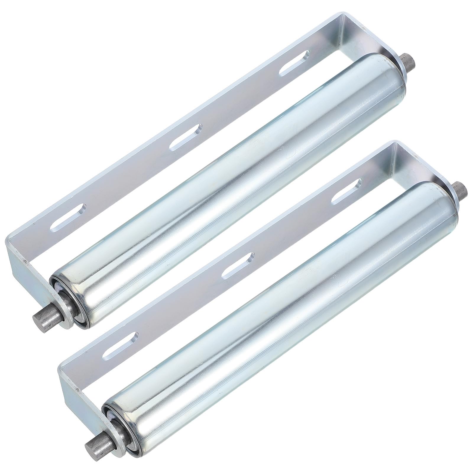 2 Stück Industrieller Antriebsloser Stahl Umlenkrolle mit Halterung und Edelstahl Lagerrollen Baugruppe Maße 30x8,5x1,2cm Silber für Fördersysteme und Materialtransport