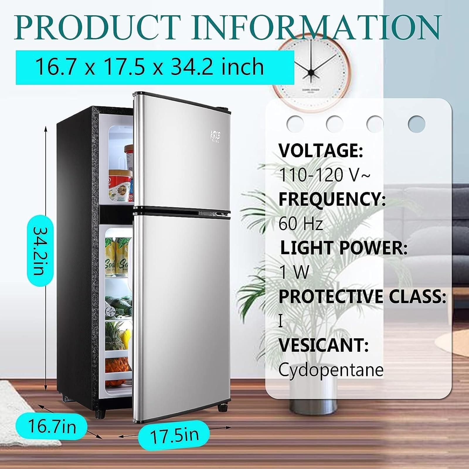 Bgtr 3.5cu.Ft Compact Refrigerator Mini Fridge With Freezer, Small Refrigerator With 2 Door, 7 Level Ther on Fridge.com - View 5