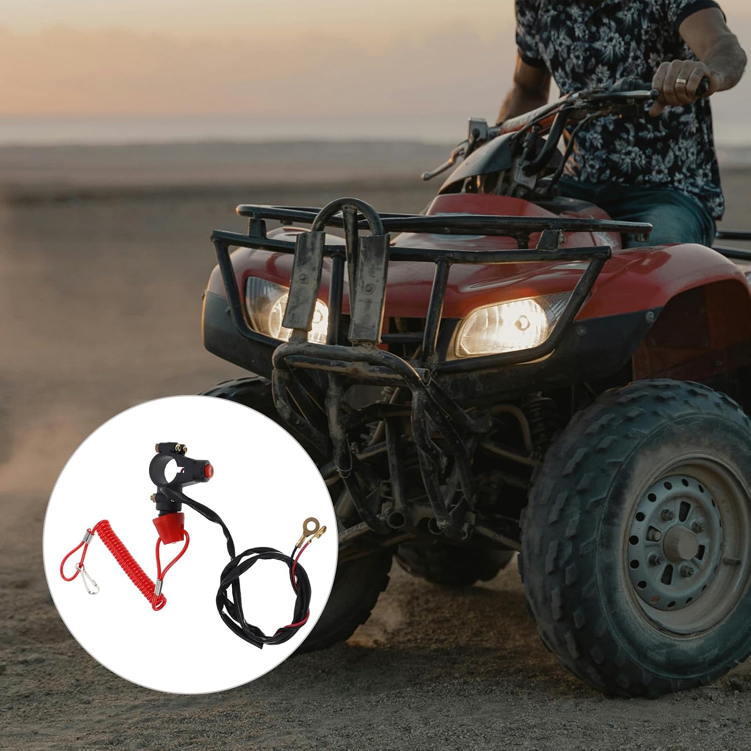 Amosfun Emergency Kill Switch for ATV Motorcycle Handlebar 2-Terminal Stop Switch Compatible with 49cc-250cc Engines for Off-Road Dirt Bikes and Boats