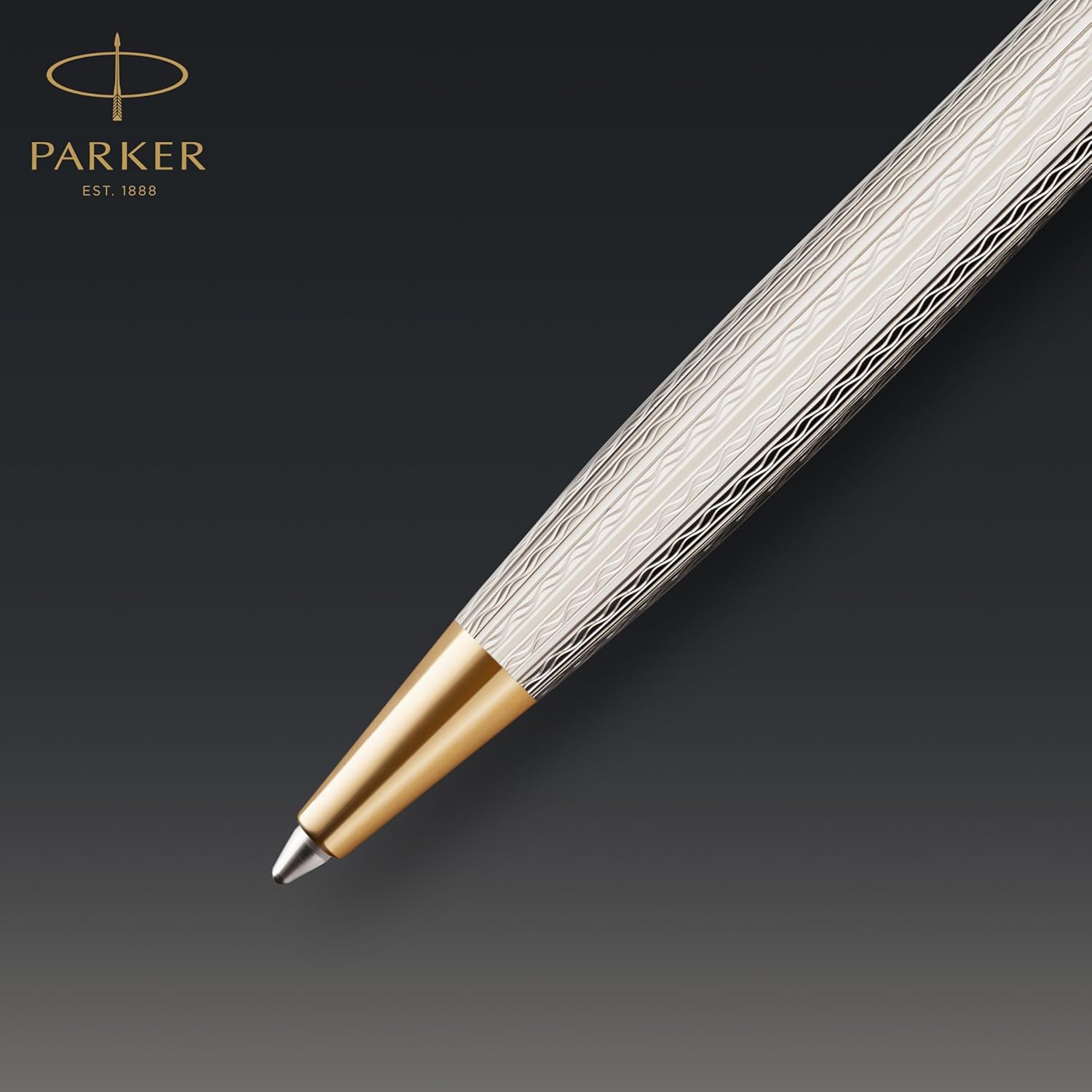 Parker Sonnet Ballpoint Pen, Silver Mistral, Medium Point, Black Ink