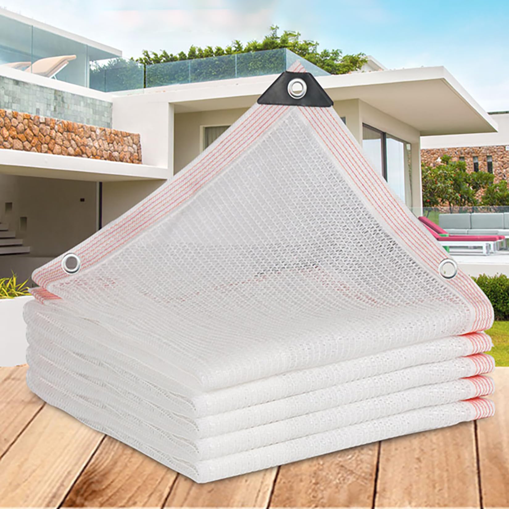 Red de sombra con ojales para pérgola y camping disfrutando del aire libre