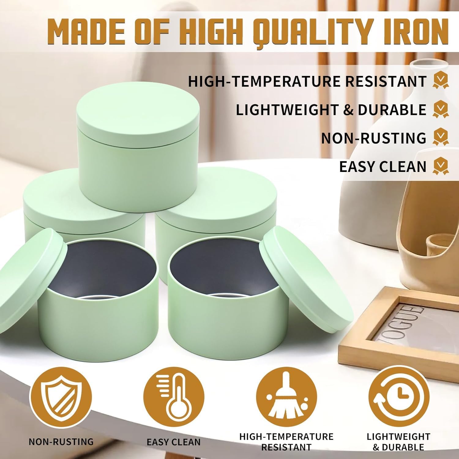 24-Pack 4oz Candle Tins with Lids, Metal Candle Jars for Candle Making, Empty Containers Vessels Bulk for Small Business & Beginners DIY Storage -Green image 3