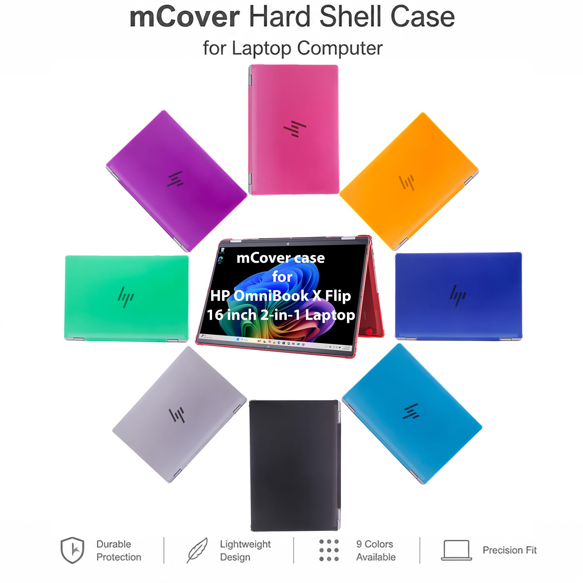 mCover Étui Uniquement Compatible avec HP OmniBook X Flip 16-ASxxxx 16-AUxxxx 16-ARxxxx 16-ARxxxx 16-BExxxx 16-BExxxx 16-CBxxxx 16-CCxxxx 2-en-1 Windows (ne Convient Pas aux Autres modèles HP) - Noir