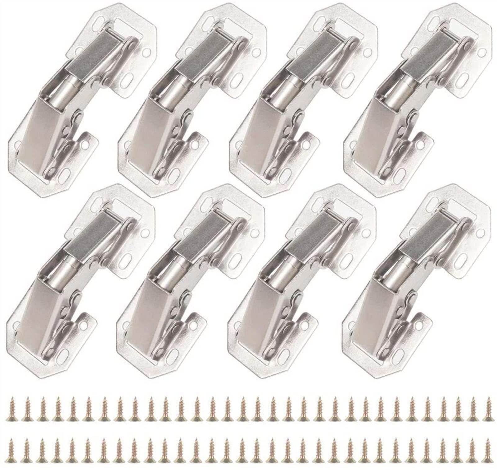 Nvsfzgiyg 8 Pcs Cabinet Door Free Slotted 3-Inch Hinge Thickened Surface Mounted Hydraulic Buffer Bridge