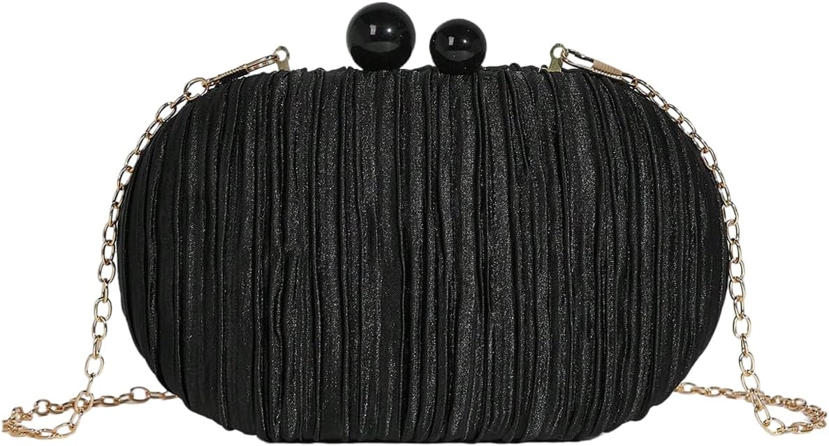 Milumia Women's Metallic Kiss Lock Mini Clutch Purse Elegant Pleated Evening Handbags