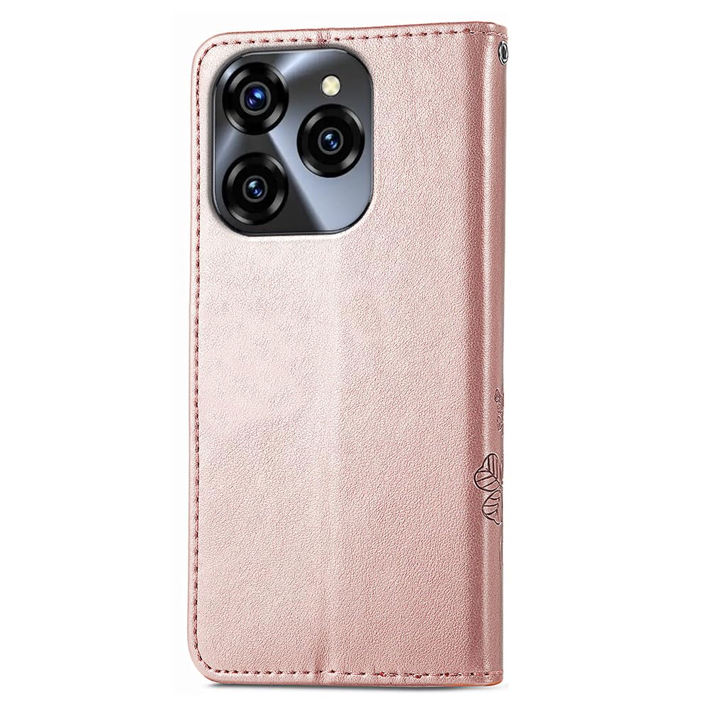 Custodia A Portafoglio RankOne Con Quadrifoglio Per Google Pixel 7A - Pelle PU Viola Scuro, 3 Slot Carte - 2