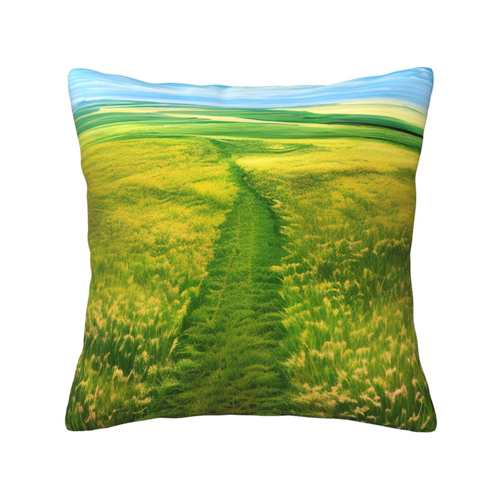 SXZVVBN Grassland pathsDecorative Square Sofa Cushion Covers