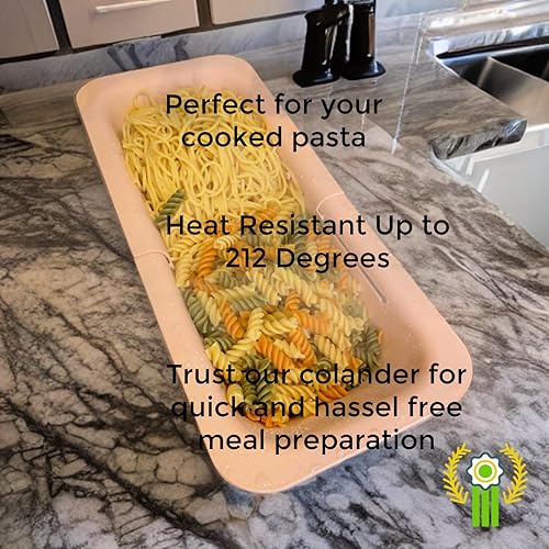 Miniatura 6 de Colador extensible para colocar sobre el fregadero - Colador extensible para fregadero - Lavar frutas y verduras. Escurrir pasta y platos cocidos -