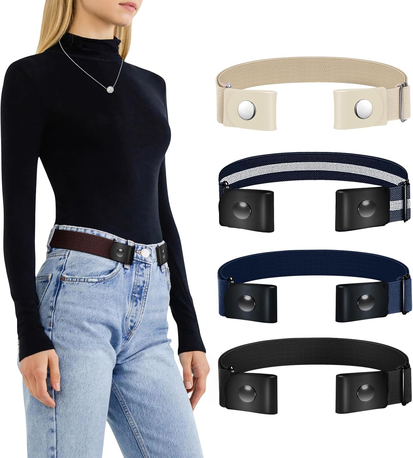 TOURZOO Belts for Women/Men Buckle Free Elastic Belt Invisible No Buckle Stretch Waist Belt For Jean Pants,Dresses,No Bulge