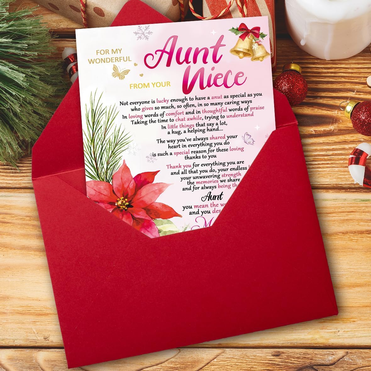 Christmas Card for Aunt, Aunt Christmas Gift Card from Niece - Image 5