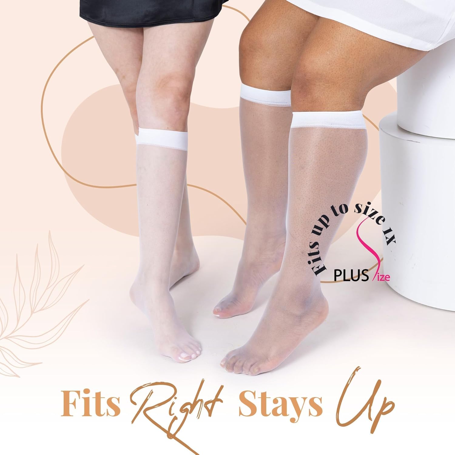 Silky Toes Sheer Knee High Stockings for Women, 6 Pairs Nylon Trouser Socks - Image 2