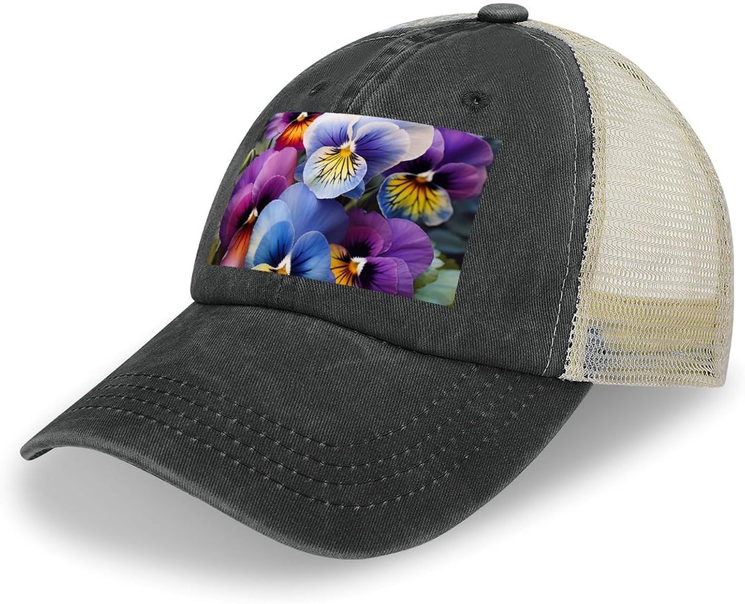 Pansy Perfection Sport Hat for Men Women Hollow Cowboy Hat Adjustable Baseball Cap Apparel Gifts Accessories