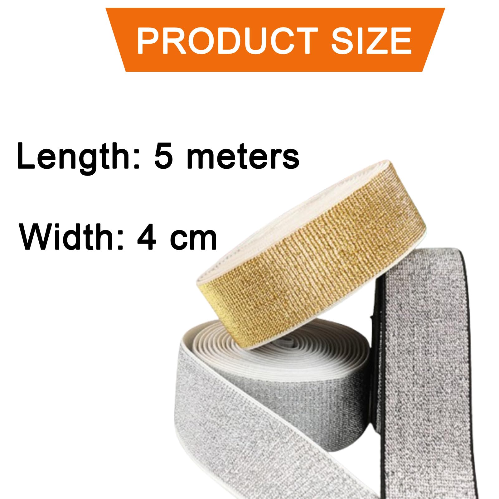 Nuluxi 3 Pièces Bandes Élastiques à Paillettes 40mm - 15m Ruban Métallique Élastique Pour Couture Et DIY