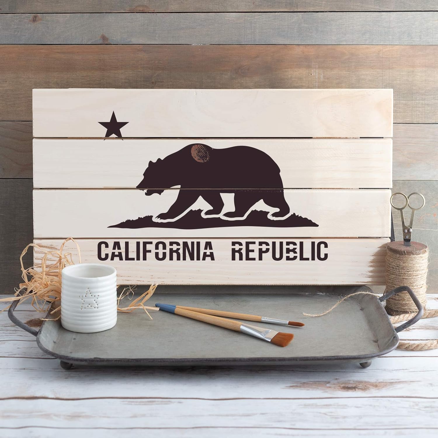 California Flag Stencil - Cali Flag Stencil, Stencil California, Stencil of Flag, Flag Stencils, California Stencils