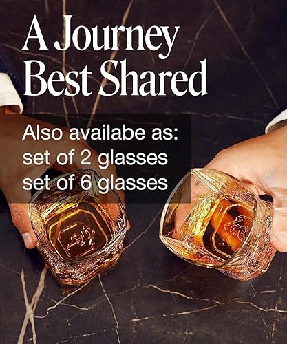 Vista 7 de Juego único de vasos de bourbon del Everest de 4 en caja de regalo - Tema de montañas - Vasos de whisky estilo antiguo de 8 oz resistentes a